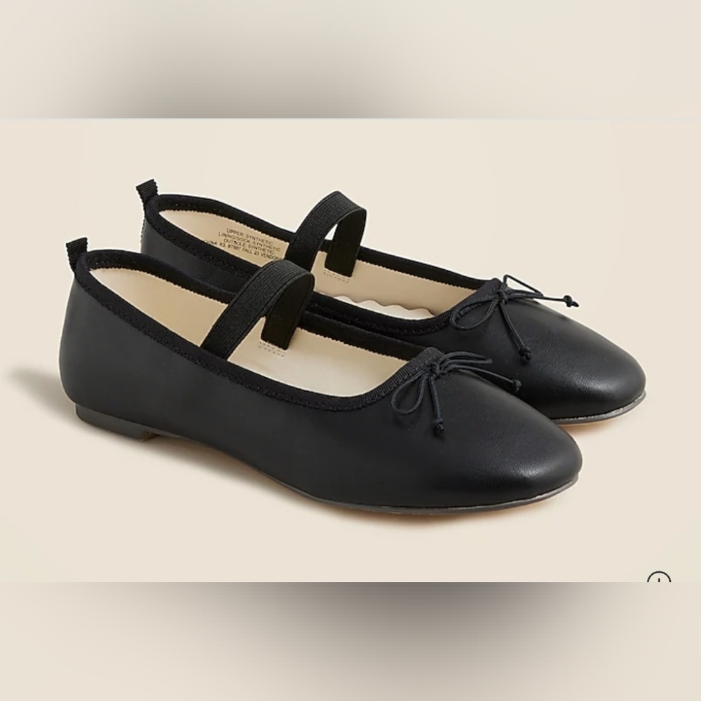 New! J. Crew Crewcuts Girls Strappy Ballet Flats Shoes Black Size K3